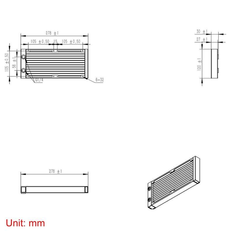 CLYXGS Water Cooling Radiator, 12 Pipe G1/4 Thread Heat Row Radiator 12 Pipe Aluminum Heat Exchanger Radiator for PC CPU Computer Water Cool System 240mm Black - Image 4
